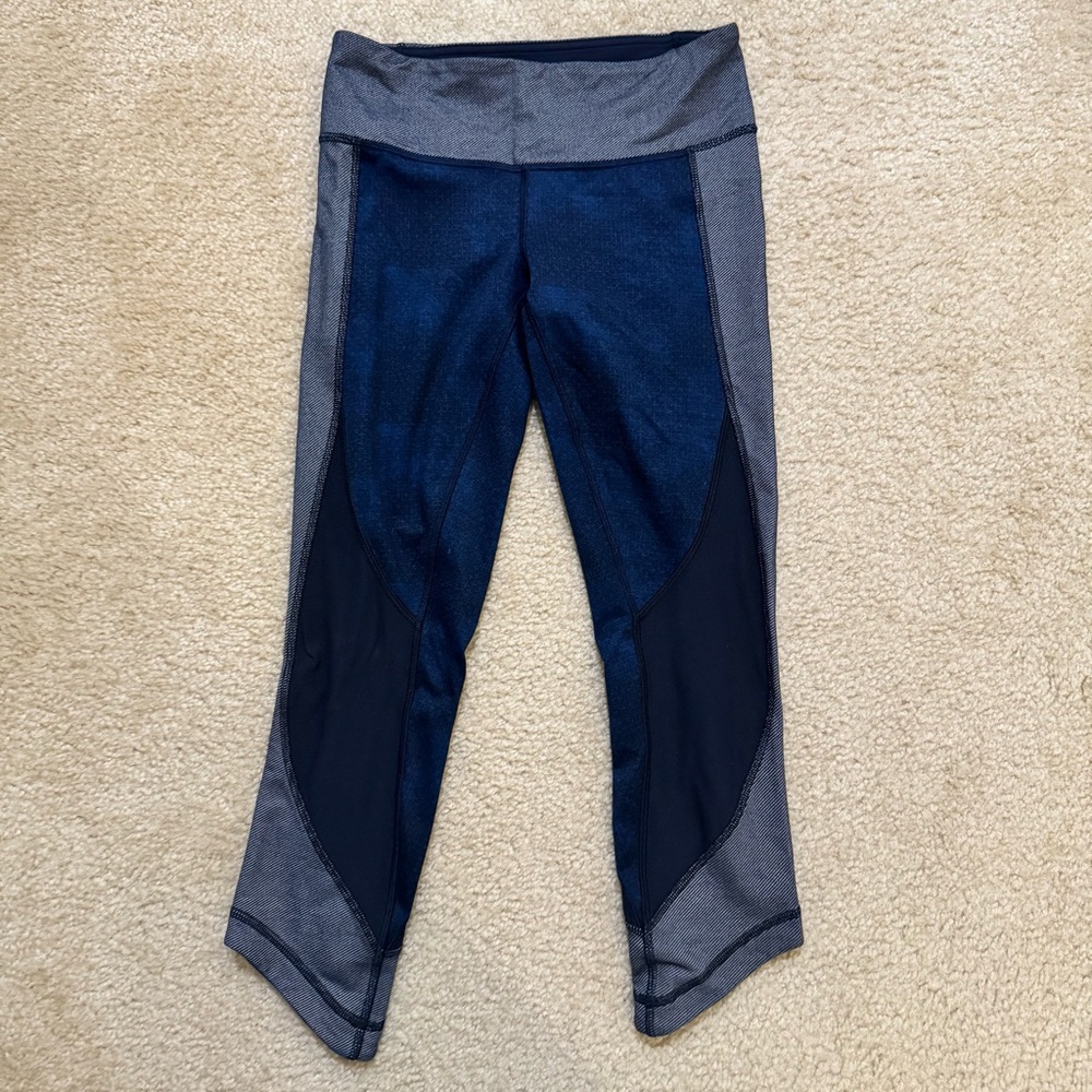 Lululemon Wunder Under Crop Sashiko Diamond Inkwell Black Size 4